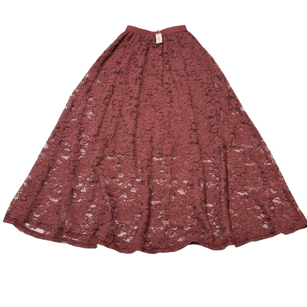 Laffaire‎ Sheer Lace Maxi Skirt Burgundy Pull On Size XS Whimsigoth Fairy Grunge